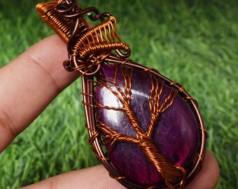 Tree Of Life Purple Labradorite Gemstone Pendant  Wire Wrapped Gemstone Pendant Copper Designer Jewelr Gift For Her Handmade Wire Jewelr WD4