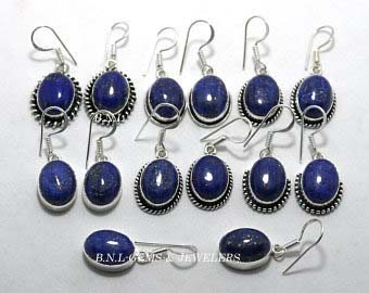 Lapis Lazuli Earring Silver Plated Brass Gold, Wholesale Lot, Mix Shape & Size Earring,Handmade Lapis Lazuli Natural Jewelry