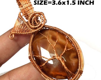 Tree Of Life Montana Agate Gemstone Pendant Copper Wire Wrapped Gemstone Pendant Copper Designer Jewelry Gift For Her Handmade Wire Jewelry