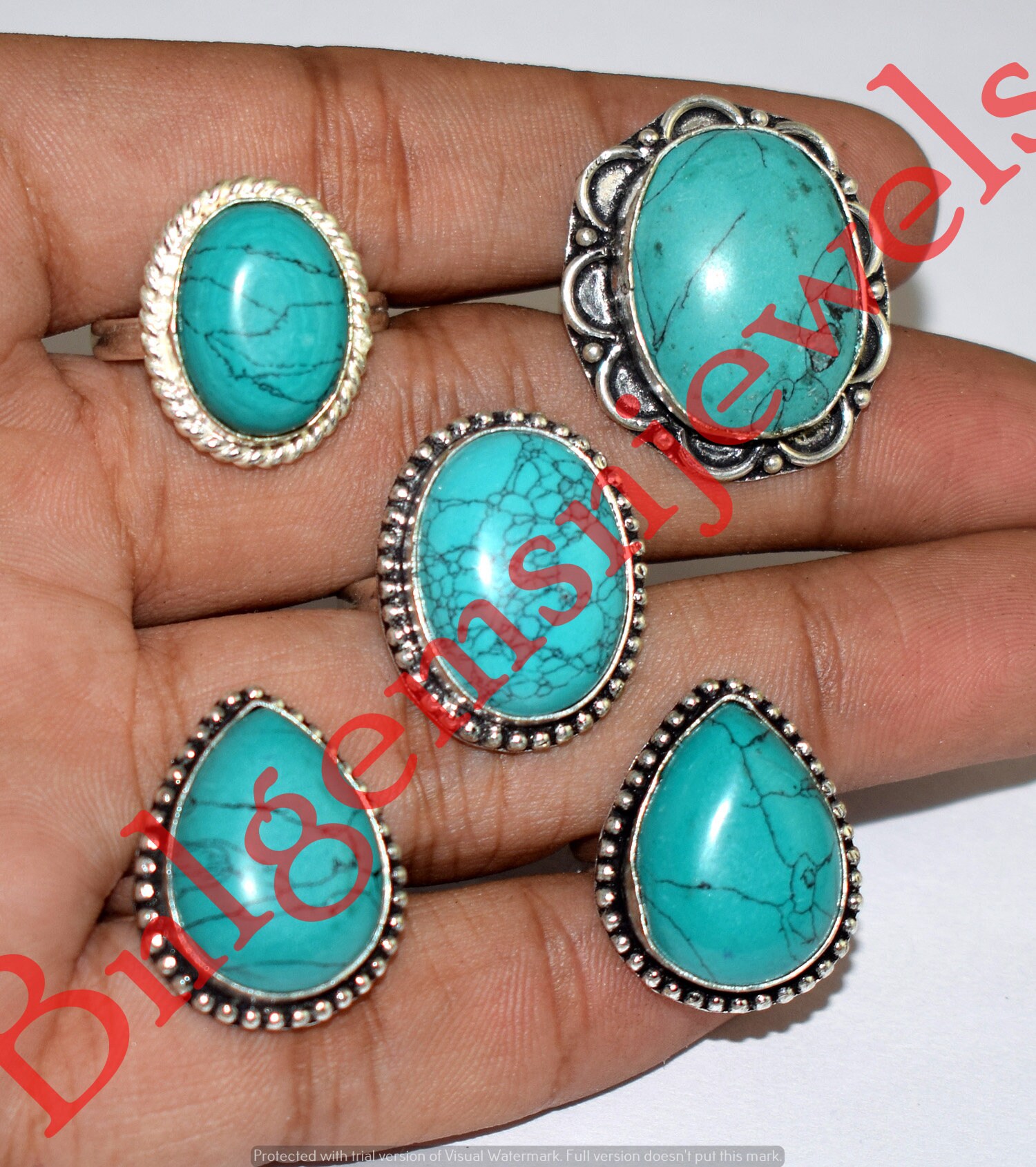 Turquoise Rings Sterling Silver Plated Ring Handmade Jewelry Etsy