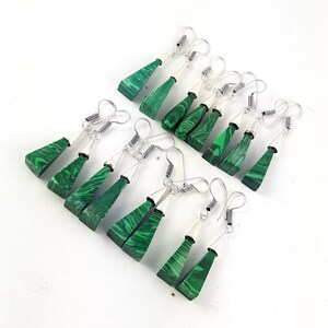 Malachite Earrings, Silver Plated Earring, Wholesale Lot, Christmas Gift, Gemstone Jewelry, Women Earrings, Traditional Jewelry, Party Wear image 2