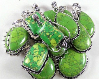 Natural  Green Turquoise Gemstone Pendants, Jewelry,Traditional, Women Pendants. Wholesale Best Price Lots, Pendants, Party Wear & Gifted,