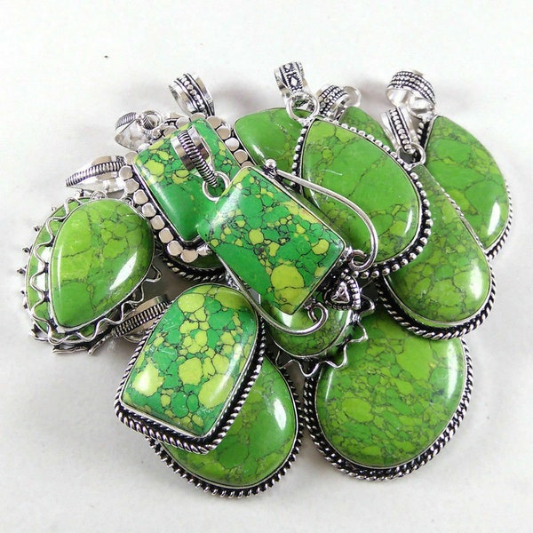 Natural  Green Turquoise Gemstone Pendants, Jewelry,Traditional, Women Pendants. Wholesale Best Price Lots, Pendants, Party Wear & Gifted,