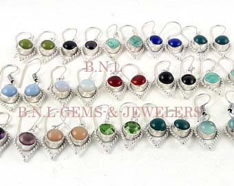 Green Onyx & Mix Gemstone Earrings, Silver Plated Earrings, Faceted Earrings, Wholesale Price Lot, Drop Dangle Earrings, Handmade Earrings