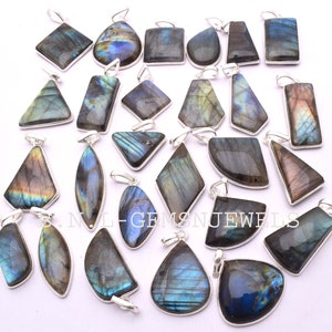 100% Natural Black Labradorite Gemstone Pendants, Sterling Silver Overlay Beautiful Pendants, Handmade Gemstone Jewelry, Wholesale Lot Price