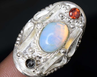 Wonderful Statement Rings, Opalite, Blue Quartz, Red Onyx, Mix Gemstone Rings Handmade Mans Rings Anniversary Gift Ring jewelry WJ7