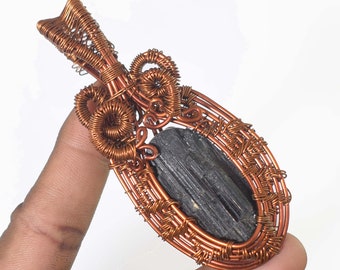 A One Quality Antique Copper Pendant Copper Wire Wrapped Tourmaline Mix Gemstone Pendant Copper Designer Pendant Handmade Pendants. SS.1