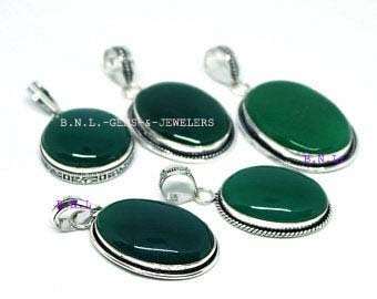 Green Onyx Gemstone Pendant Necklace Silver Plated Brass Pendant, Wholesale Lot, Mix Shape & Size Green OnyxPendant,  Jewelry