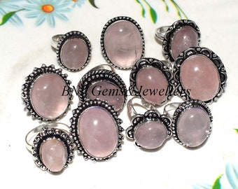 Natural Pink Rose Quartz  Gemstone Ring  For Jewelry,Traditional, Women Ring . Wholesale Best Price Lots, Pendants, Party Wear & Gifted