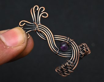 Amethyst Rings, Copper Wire Wrapped  Ring, Handmade Jewelry, Traditional Ring, Wholesale  Ring, Gemstone Jewelry, Gifted Rings Gift For Her,