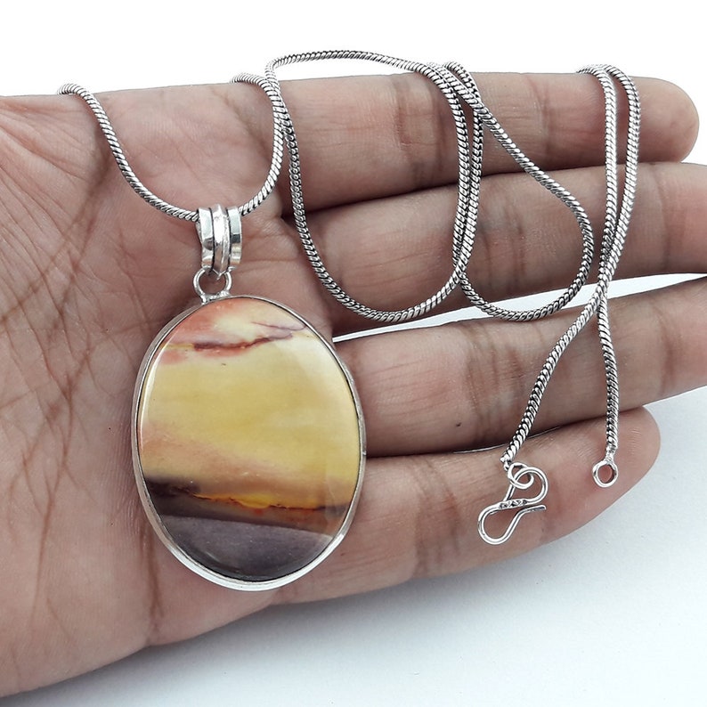 Gemstone Jewelry Gift For Her Multi Jasper Pendant Pendant With Chain Silver Plated Pendant Necklace Beautiful Gift Designer Jewelry