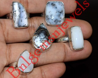 Dendritic Opal Rings Streling Silver Plated Ring, Handmade Jewelry, Traditional Jewelry, Wholesale Lot Ring, Gemstone Jewelry Gifted Rings