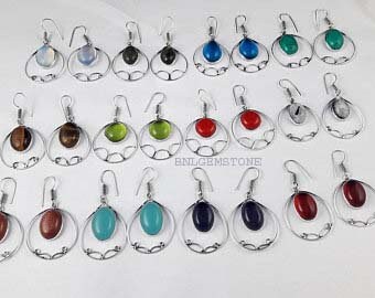 Wholesale Lots !! Chalcedony Mix Gemstone Sterling Silver Plated Earring, Handmade Earrings, Traditional Jewelry 5 To 200 pair