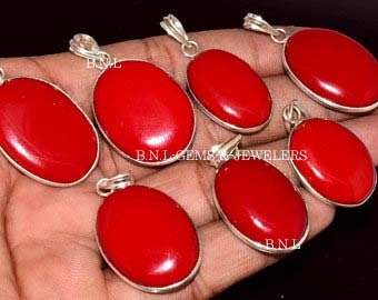 Coral Gemstone Pendants, Wholesale Lot Pendant, Silver Plated Pendant Necklace,5 To 200 Pcs Pendant, Handmade Women Jewelry, Women Pendant