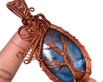 A One Quality Antique Copper Pendant Copper Wire Wrapped Labradorite Gemstone Pendant Copper Designer  Handmade Pendants. TS.5