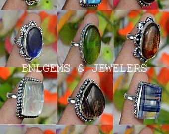 Wholesale Lot !! Multi Color  Dico Glass Mix Gemstone Ring, Silver Plated Ring, Handmade Ring, All Size Choice Ring, Women Jewelry gifted