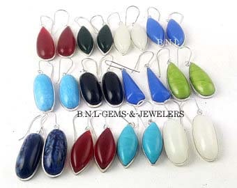 Natural Moonstone Earrings, Silver Plated Earrings, Wholesale Lot, Multi Color & Shape, dangle earring, girls for earring, women earring