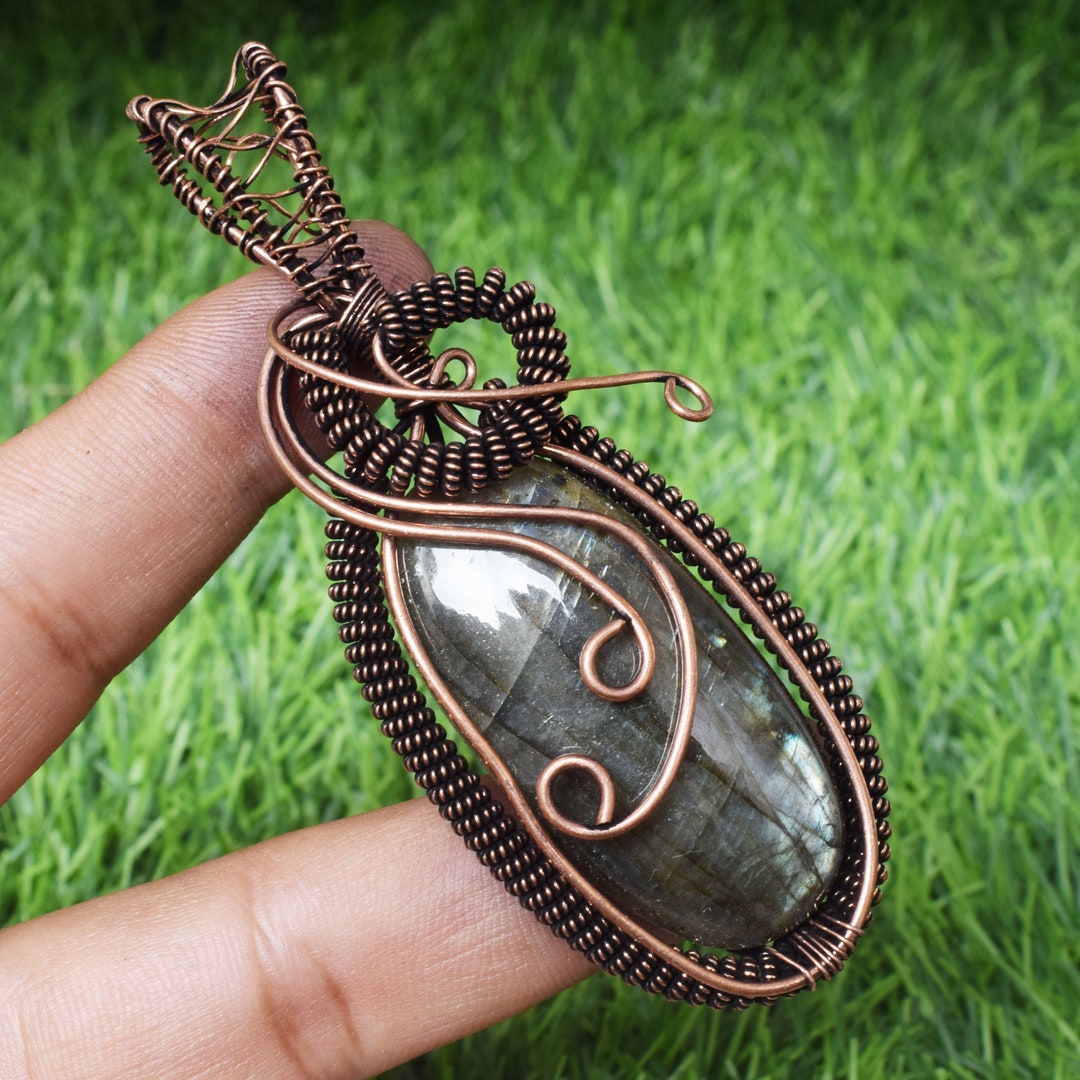 A One Quality Antique Copper Pendant Copper Wire Wrapped Brown - Etsy