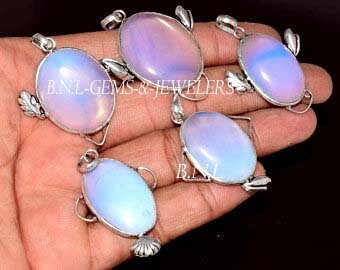 Hot Sale Opalite Gemstone Pendants, Wholesale lot Pendant Necklace, Silver Plated Pendant,5 To 200 Pcs Pendant, Handmade Women Jewelry