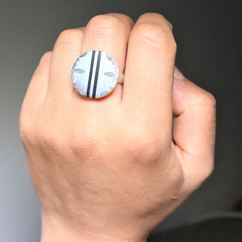 Berber Amazigh tribal patterns engraved 925 Silver ring