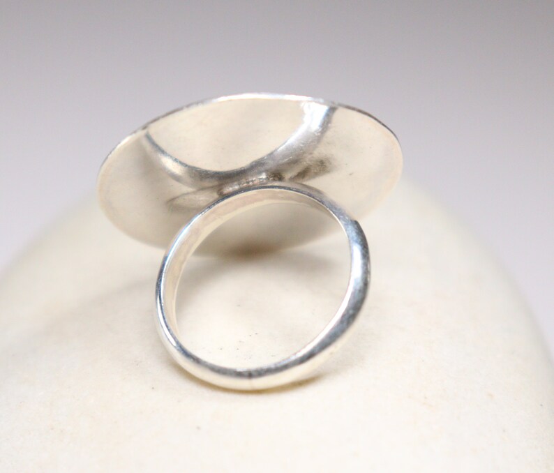 Etched Berber African round ring in tribal silver and bronze