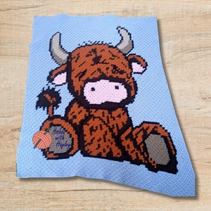 Baby Highland Cow Corner to Corner Blanket Pattern