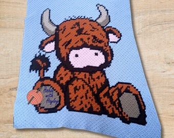 Baby Highland Cow Corner to Corner Blanket Pattern