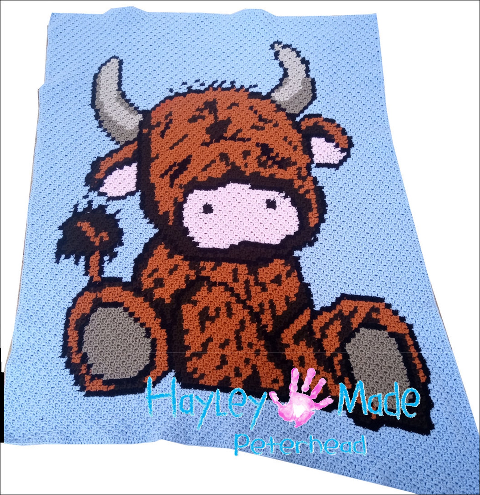 Baby Highland Cow Corner to Corner Blanket Pattern Etsy
