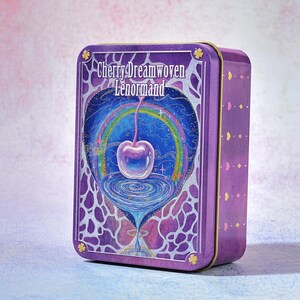 Begränsad upplaga: Cherry Dreamwoven Lenormand-kortlek – Deluxe och Mini, rosa lila kanter (digital guidebok) bild 12