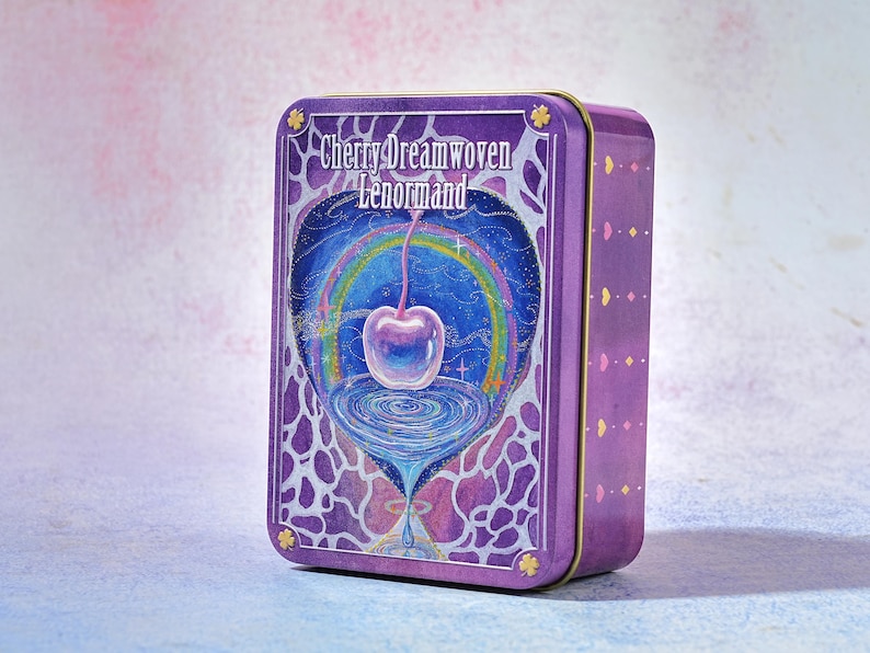 Begränsad upplaga: Cherry Dreamwoven Lenormand-kortlek – Deluxe och Mini, rosa lila kanter (digital guidebok) bild 12