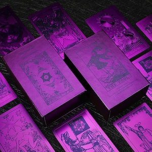 The Violet Deck (Greed - Be Generous)-The Neo Rider Tarot-7 Deadly Sins Collection-78 Tarot Decks+Booklet, mayor y menor arcana principiante
