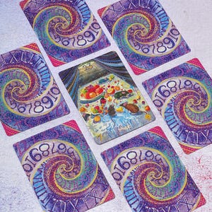 Begränsad upplaga: Cherry Dreamwoven Lenormand-kortlek – Deluxe och Mini, rosa lila kanter (digital guidebok) bild 10