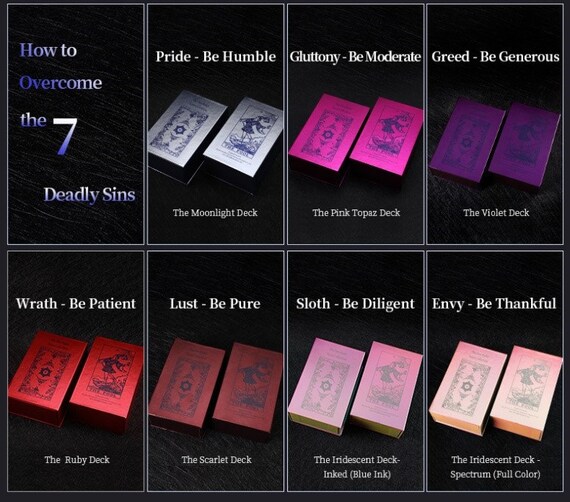 The Ruby Deck Tarot  Neo Rider, 7 Deadly Sins Collection - Etsy
