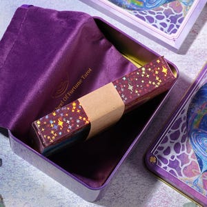 Begränsad upplaga: Cherry Dreamwoven Lenormand-kortlek – Deluxe och Mini, rosa lila kanter (digital guidebok) Deluxe -Pink star