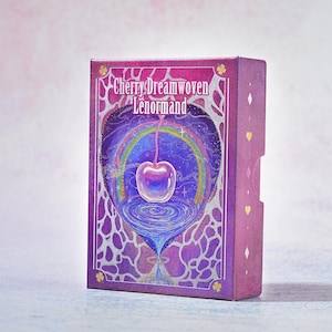 Begränsad upplaga: Cherry Dreamwoven Lenormand-kortlek – Deluxe och Mini, rosa lila kanter (digital guidebok) Mini-Purple Edges
