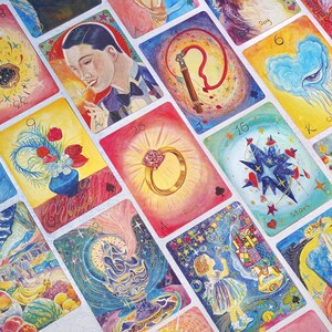Begränsad upplaga: Cherry Dreamwoven Lenormand-kortlek – Deluxe och Mini, rosa lila kanter (digital guidebok) bild 7