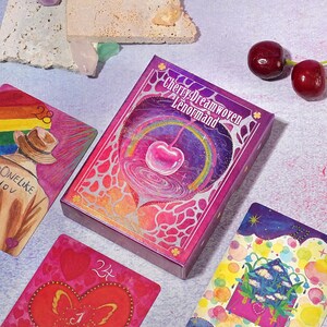 Begränsad upplaga: Cherry Dreamwoven Lenormand-kortlek – Deluxe och Mini, rosa lila kanter (digital guidebok) bild 6