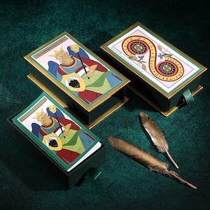 The Feline Marseilles Tarot Deck--The Emerald Deck--Elegant 78-Card Marseilles Tarot Deck with Original Cat Theme Art style