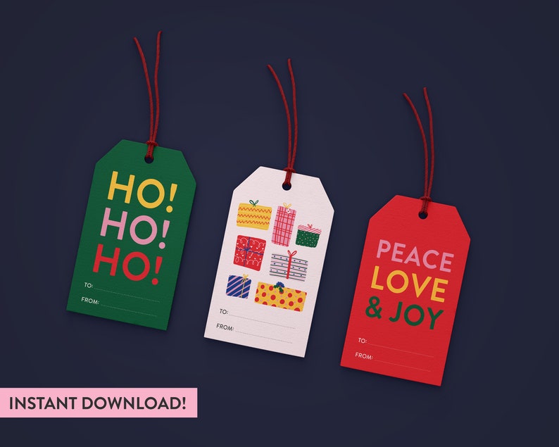 Printable Christmas Gift Tags, Holiday Tags, Christmas Bundle, Digital Download, Instant Download, Digital Christmas Tag, Gift Tag Download image 1
