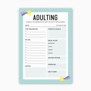 Adulting Daily Planner Notepad, A5 Notepad, Daily Planner, Paper Goods, Stationery, Gift for Her, Funny Gift, Desk Planner, To Do List, Pad