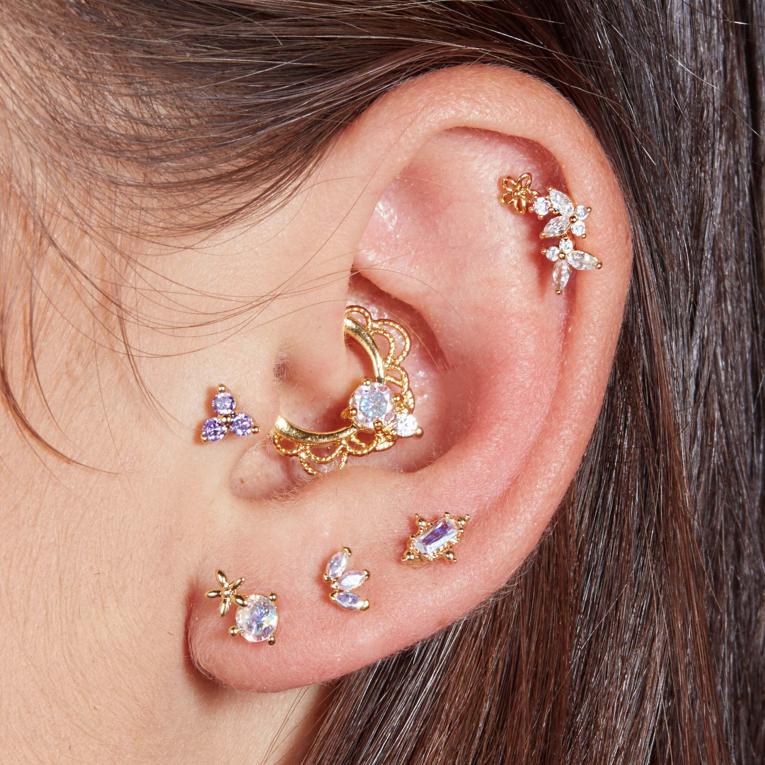 Butterfly Crawler Earring, Titanium Post Barbell Earring, Labret Earring, Curved Barbell Earring, Helix Piercing, Conch Piercing, Tragus