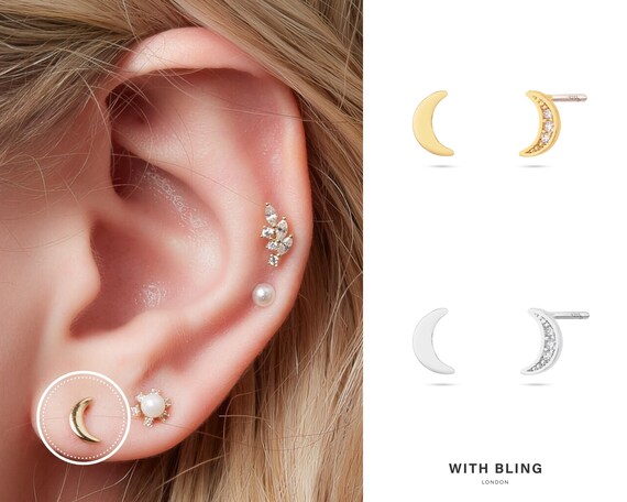 Diamond Crescent Moon Stud Earrings - Minichiello Jewellers