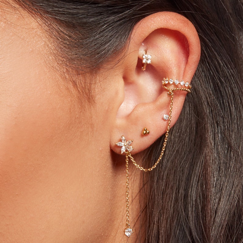 Tiny Flower Huggie Hoop 6mm Hoop Tragus Hoop Rook Hoop Etsy UK