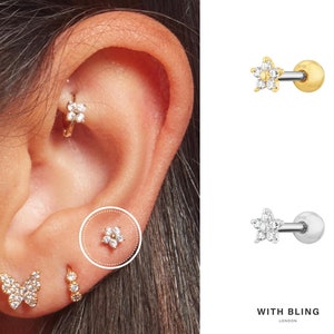 Tiny Flower Earring, Small Flower Stud, Daisy Flower, Piercing Style Earring, Hypoallergenic Piercing Titanium, Externally Threaded