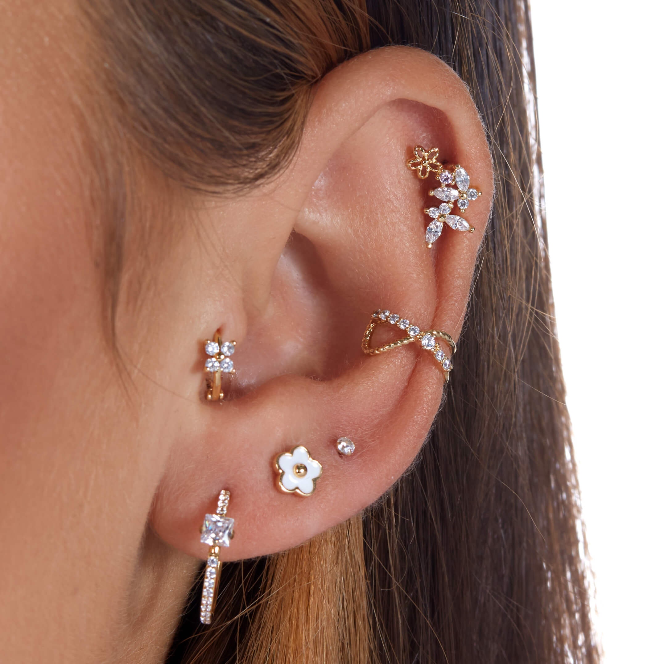 Butterfly Crawler Earring, Titanium Post Barbell Earring, Labret Earring, Curved Barbell Earring, Helix Piercing, Conch Piercing, Tragus