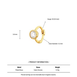 Tiny Cubic Huggie Hoop, 6mm Hoop, Tragus Hoop, Rook Hoop, Forward Helix Hoop, Cartilage Hoop, Tiny Hoop Earring, Cartilage Clicker Hoop image 2