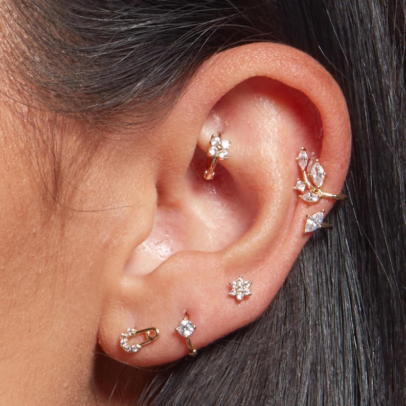 Crystal Leaf Ear Cuff No Piercings Required Wrap Earrings Etsy UK