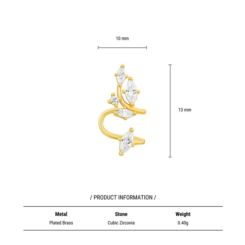 Crystal Leaf Ear Cuff No Piercings Required Wrap Earrings Etsy UK