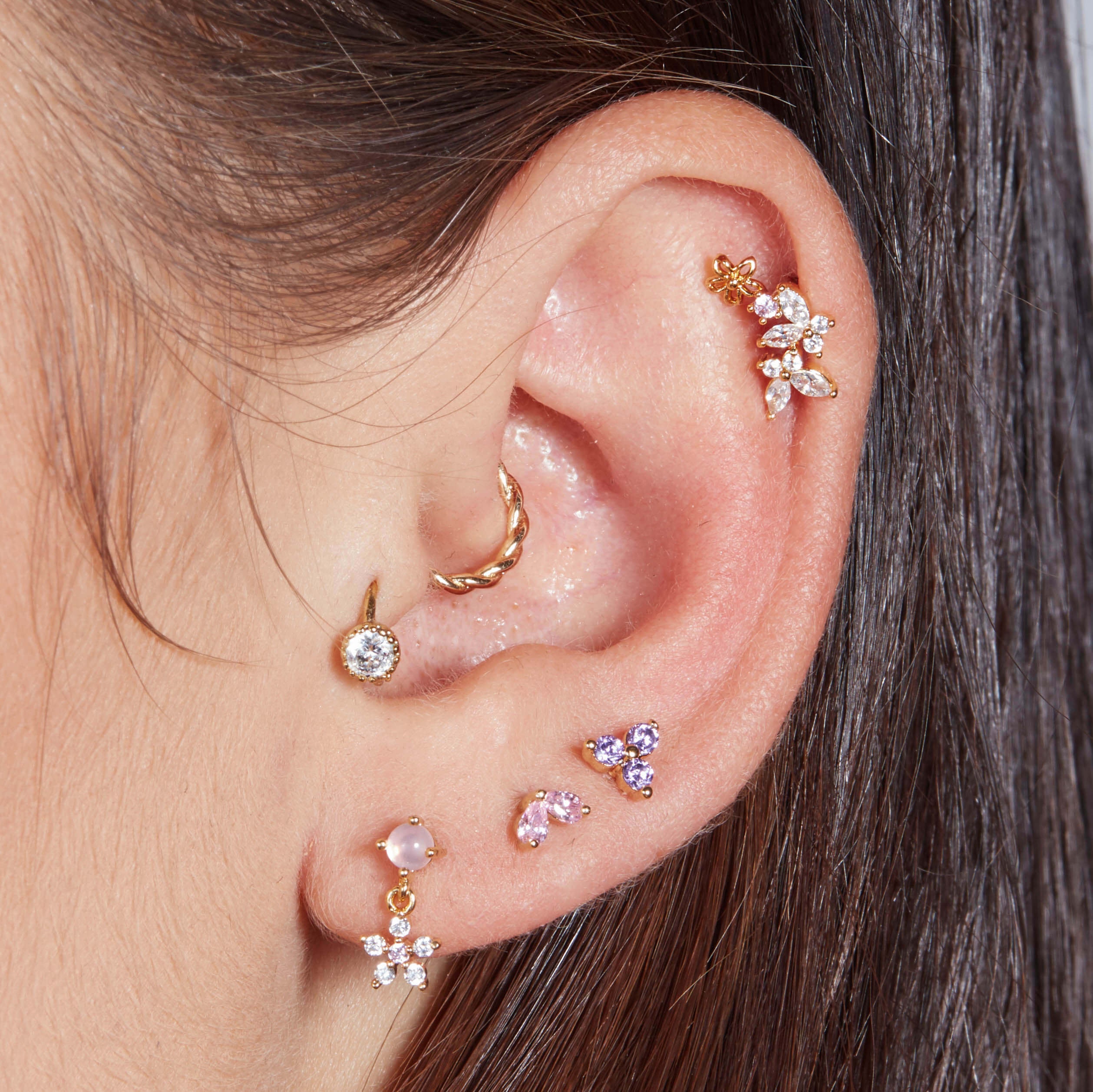 Butterfly Crawler Earring, Titanium Post Barbell Earring, Labret Earring, Curved Barbell Earring, Helix Piercing, Conch Piercing, Tragus