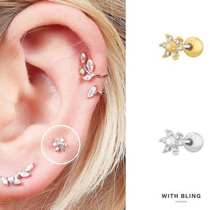 Daisy Earring, Screw Back Earring, Daisy Flower Stud, Hypoallergenic Piercing, Externally Threaded, Piercing Style Earring